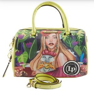 Graphic Dome Satchel Handbag - Yellow Multi